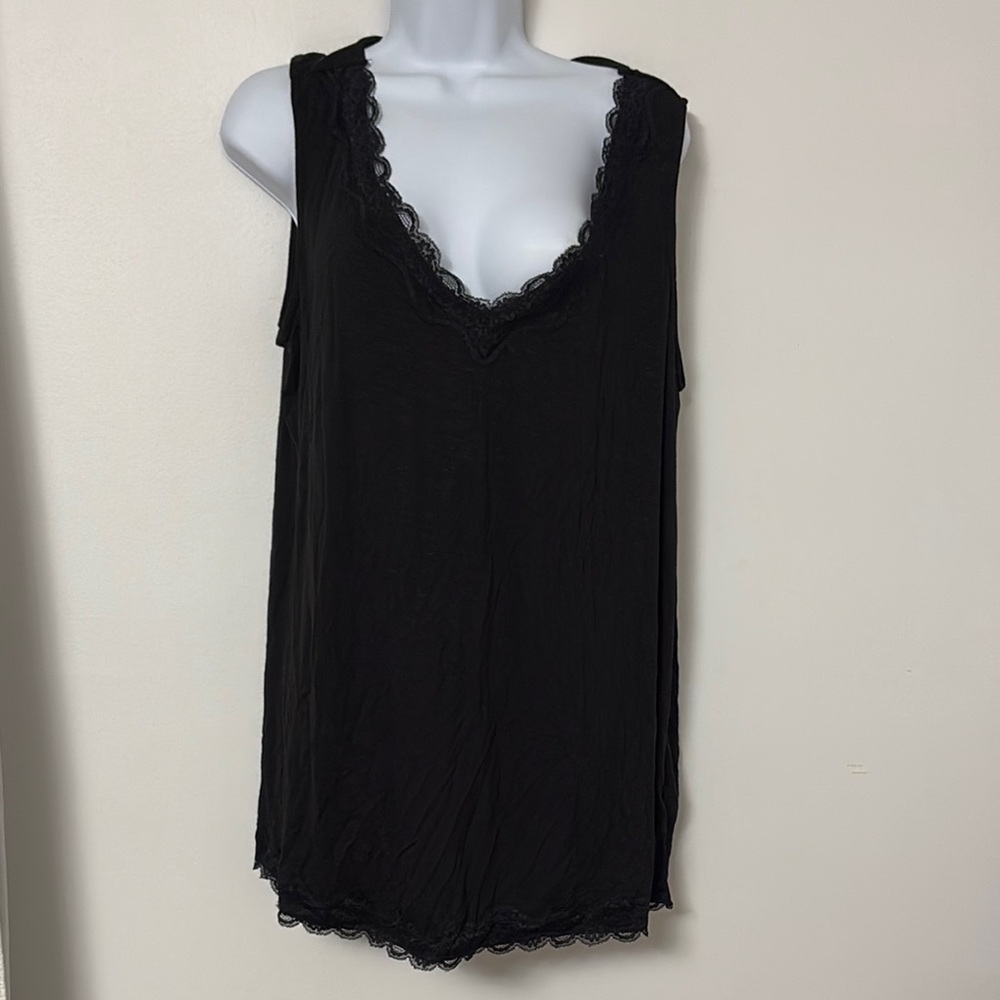 Lane Bryant Black Lace Trim Sleeveless Top